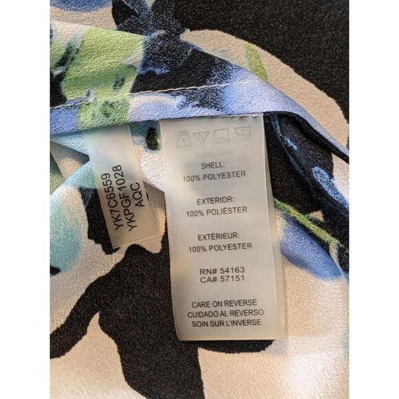 Karl Lagerfeld Paris Sleeveless Top Womens Size M Blue Floral Blouse Neck Bow - Picture 6 of 7